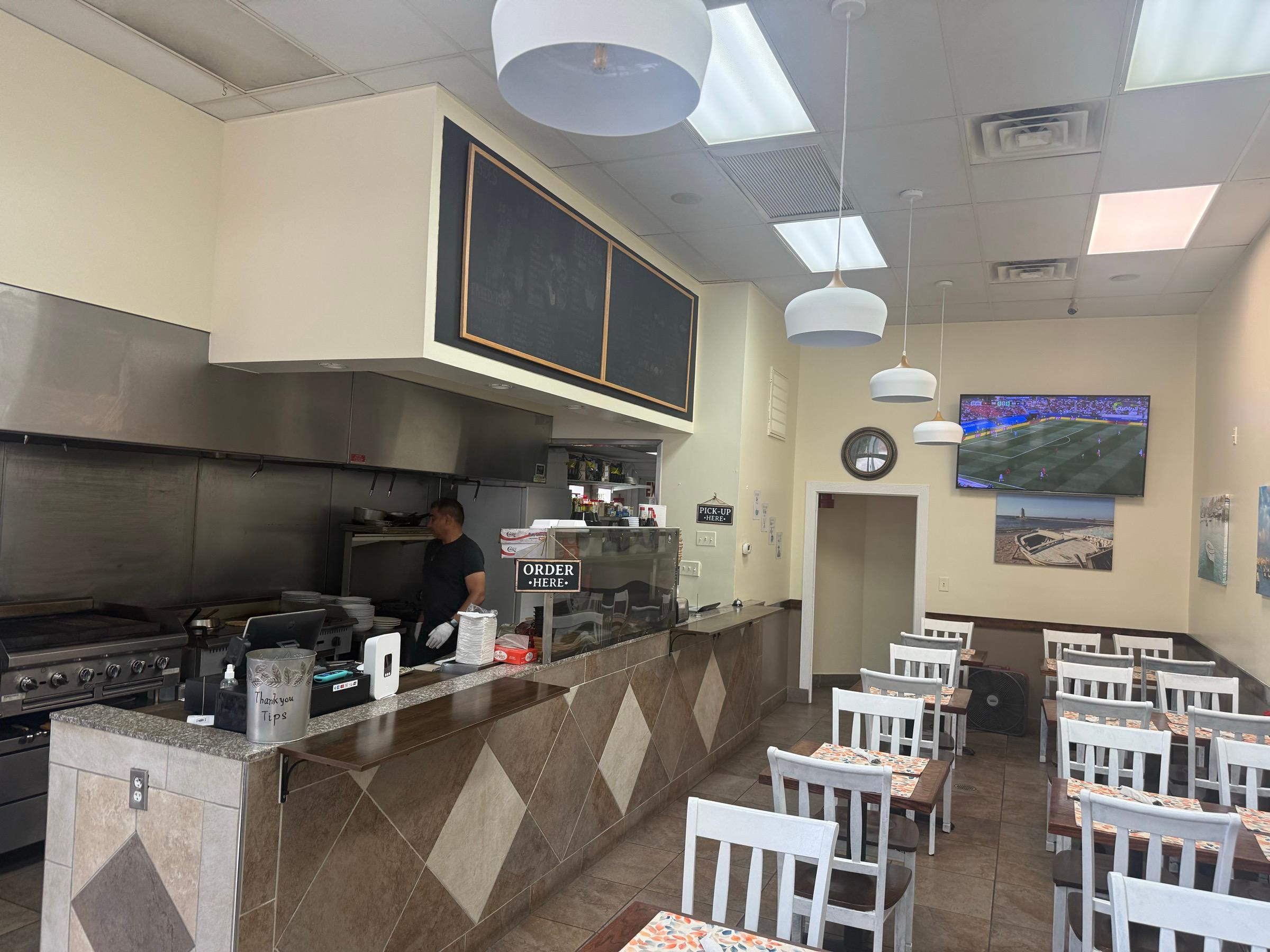Tables and counter seating in the dining room